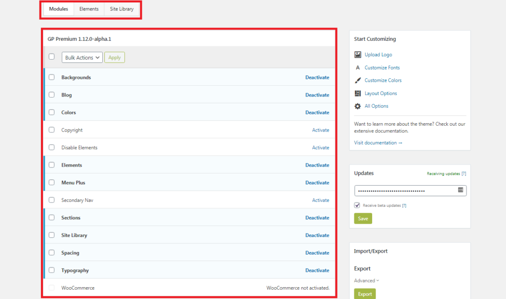 GeneratePress modules