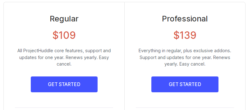 Projecthuddle pricing