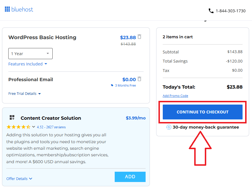 Bluehost basic hosting